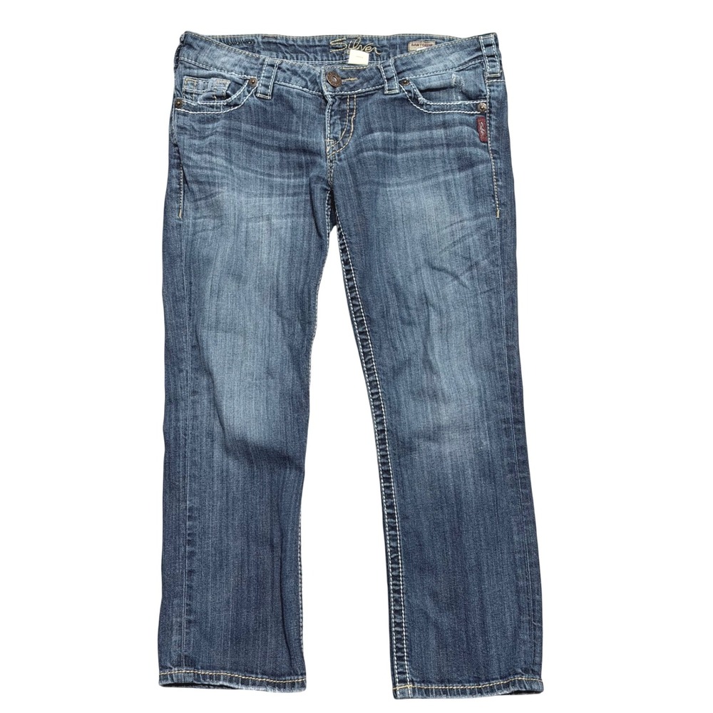 Silver Jeans Santorini Womens 30 Crop Capris Cropped Denim Pants Faded Blue Wash - Picture 2 of 5